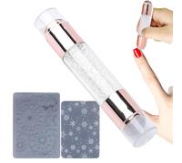 Sellos de uñas | Manicure Stamping Pen con decoración de diamantes de imitación - Herramienta de sello de arte de uñas a doble para el hogar, salón, mujeres, niñas | Crea hermosas decoraciones de uñas