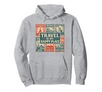 Sellos de Viaje Vintage Explore la Ropa de destinos mundiales Sudadera con Capucha