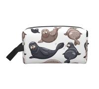 Sellos Ilustración León Marino, Bolsa de Maquillaje Bolsa de cosméticos Bolsa de artículos de tocador de Viaje portátil Organizador de Bolsa de Maquillaje