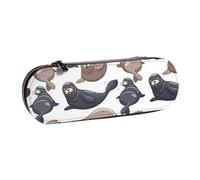 Sellos Ilustración León Marino, Estuche para lápices Estuche para lápices de Cuero de PU Estuche para lápices de Gran Capacidad Estuche para lápices Bolsa de cosméticos