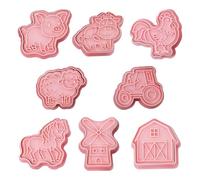 Sellos para cortadores de galletas - Juego moldes hornear estilo rústico, kit ocho piezas y fondant, diseño fácil prensado | Elaboración postres, repostería casera, c