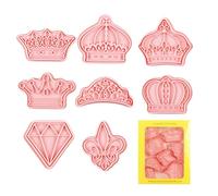 Sellos para Cortadores de Galletas - Serie Corona de | 8 Uds molde divertido de dibujos animados moldes para hornear Fondant, juego de herramientas de estampado de Tiara real para niños cumpl