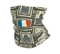 Sellos Postales Retro De Francia Y París Calentador De Cuello 26X30Cm Durable Cuello Bufanda Lavable Bufanda Facial para Hombre Adulto Correr
