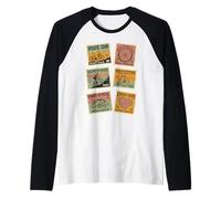 Sellos Postales Vintage del Día Mundial de la Bicicleta Camiseta Manga Raglan