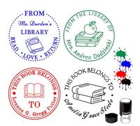 Sellos redondos personalizados, autoentintables, sellos de libros de biblioteca personalizados para negocios, sello de goma personalizado con nombre