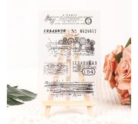 Sellos transparentes de silicona de 6.3 x 4.33 pulgadas con fondo de etiqueta inglesa vintage para hacer tarjetas, decoración, plantilla de papel en relieve, sellos de goma para manualidades