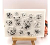 Sellos transparentes transparentes de 12 x 16 cm con diseño de rosa salvaje para hacer tarjetas, álbumes de recortes, álbumes de fotos, decoración, manualidades, sellos de goma para manualidades