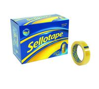 Sellotape Golden Tape - Paquete de 12 cintas adhesiva (12 x 66 metros), amarillo