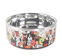 Selly's Den Pawdience - Cuenco de acero inoxidable de doble pared antideslizante, duradero, resistente a la corrosión, base de goma sin BPA, viene en dos tamaños: 50 onzas y 80 onzas (50 onzas