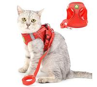 SELMAI Arnés Gato Perro Pequeño Cachorro Reflexivo Anti Perdido Malla Suave Ajustable Arnés de Pecho para Gatito Caminando Escape Chaleco No Tirar No Estrangular Suave Material Cómodo Rojo S