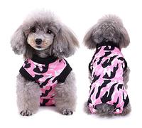 SELMAI Recuperación del Perro Alternativa de Cuello Traje de Cuerpo para Gato Cachorros Caninos Mascota Trajes de Recuperación Quirúrgica para Enfermedades De La Piel Heridas Moda Camuflaje Rosa XS
