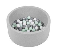 Selonis Blanda Piscina De Espuma 70X30cm/150 Bolas para Bebé Niño Redonda, Gris Clr:Blanco,Gris,Menta