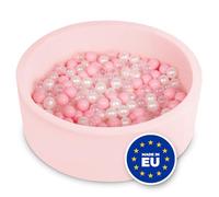 Selonis Blanda Piscina De Espuma 90X30cm/200 Bolas para Bebé Niño Redonda, Rosa:Rosa Clr,Perla,Transparente