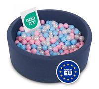 Selonis Blanda Piscina De Espuma 90X30cm/300 Bolas para Bebé Niño Redonda, Azul Marino: Azul Claro/Rosa Claro/Perla