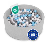 Selonis Blanda Piscina De Espuma 90X30cm/300 Bolas para Bebé Niño Redonda, Gris Clr:Blanco/Gris/Azul Clr