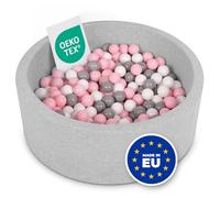 Selonis Blanda Piscina De Espuma 90X30cm/300 Bolas para Bebé Niño Redonda, Gris Clr:Blanco/Gris/Rosa Clr