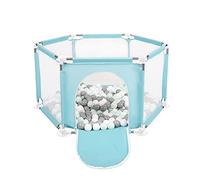 Selonis Corralito Plegable Con 100 Bolas Para Niños, Menta:Blanco/Gris/Menta