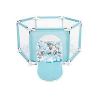 Selonis Corralito Plegable Con 100 Bolas Para Niños, Menta:Perla/Gris/Transparente/Babyblue/Menta