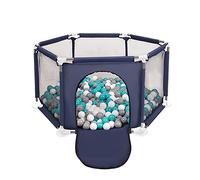 Selonis Corralito Plegable Con 400 Bolas Para Niños, Azul:Gris/Blanco/Turquesa