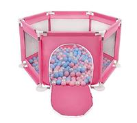 Selonis Corralito Plegable Con 400 Bolas Para Niños, Rosa:Babyblue/Rosa Claro/Perla