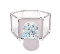 Selonis Corralito Plegable Con 900 Bolas Para Niños, Gris:Perla/Gris/Transparente/Babyblue/Menta
