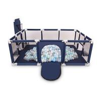 Selonis Parque De Juegos Con Canasta, Meta Y 100 Bolas Para Niños, Azul Marino:Perla/Gris/Trasparente/Babyblue/Menta