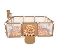 Selonis Parque De Juegos Con Canasta, Meta Y 100 Bolas Para Niños, Beige:Amarillo/Naranja/Beige Pastel/Blanco