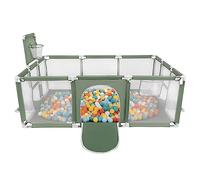 Selonis Parque De Juegos Con Canasta, Meta Y 100 Bolas Para Niños, Verde:Blanco/Amarillo/Naranja/Babyblue/Turquesa