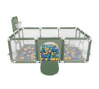 Selonis Parque De Juegos Con Canasta, Meta Y 100 Bolas Para Niños, Verde:Turquesa/Azul/Amarillo/Transparente