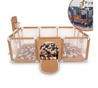 Selonis Parque De Juegos Con Canasta, Meta Y 200 Bolas Para Niños, Beige:Beige Pastel/Cobre/Blanco/Negro