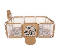 Selonis Parque De Juegos Con Canasta, Meta Y 200 Bolas Para Niños, Beige:Turquesa Oscuro/Beige Pastel/Perla