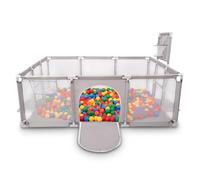 Selonis Parque De Juegos Con Canasta, Meta Y 200 Bolas Para Niños, Gris:Amarillo/Verde/Azul/Rojo/Naranja
