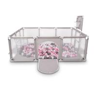 Selonis Parque De Juegos Con Canasta, Meta Y 200 Bolas Para Niños, Gris:Blanco/Gris/Rosa Claro