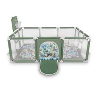 Selonis Parque De Juegos Con Canasta, Meta Y 200 Bolas Para Niños, Verde:Perla/Gris/Transparente/Babyblue/Menta