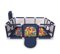Selonis Parque De Juegos Con Canasta, Meta Y 400 Bolas Para Niños, Azul Marino:Amarillo/Verde/Azul/Rojo/Naranja