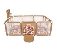 Selonis Parque De Juegos Con Canasta, Meta Y 400 Bolas Para Niños, Beige:Beige Pastel/Salmón/Blanco