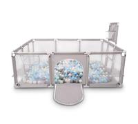 Selonis Parque De Juegos Con Canasta, Meta Y 400 Bolas Para Niños, Gris:Perla/Transparente/Azul Celeste/Menta