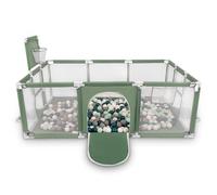 Selonis Parque De Juegos Con Canasta, Meta Y 400 Bolas Para Niños, Verde:Turquesa Oscuro/Gris/Blanco/Menta