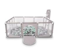 Selonis Parque De Juegos Con Canasta, Meta Y 900 Bolas Para Niños, Gris:Blanco/Gris/Menta