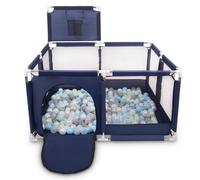 Selonis Parque De Juegos Con Canasta Y 100 Bolas Para Niños, Azul:Perla/Gris/Transparente/Babyblue/Menta