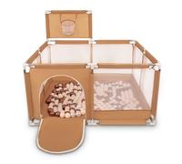 Selonis Parque De Juegos Con Canasta Y 100 Bolas Para Niños, Beige:Beige Pastel/Cobre/Perla