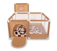 Selonis Parque De Juegos Con Canasta Y 200 Bolas Para Niños, Beige:Beige Pastel/Cobre/Blanco/Negro