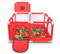 Selonis Parque De Juegos Con Canasta Y 400 Bolas Para Niños, Rojo:Verde/Amarillo/Azul/Rojo/Naranja