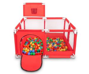 Selonis Parque De Juegos Con Canasta Y 400 Bolas Para Niños, Rojo:Verde/Amarillo/Azul/Rojo/Naranja