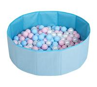 Selonis Piscina Plegable con Bolas Coloridas De 100 Bolas NZ-78-BLUE, Azul:Azul Claro/Rosa Claro/Perla