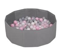 Selonis Piscina Plegable con Bolas Coloridas De 6 Cm NZ-78-BLUE, Gris:Perla/Gris/Transparente/Rosa Claro,300 Bolas