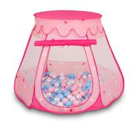 Selonis Tienda 105X90cm/200 Bolas De Campaña/Castilo Plegable con Bolas 6Cm para Niños, Rosa:Azulclr-Rosaclr-Perla