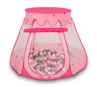 Selonis Tienda 105X90cm/200 Bolas De Campaña/Castilo Plegable con Bolas 6Cm para Niños, Rosa:Perla-Gris-Transparente-Rosaclr