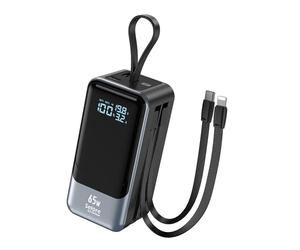 Selore&S-Global Power Bank, 65W Bateria Externa Carga Rapida, USB C Cargador Portátil con Cable Integrado, 4 Outputs, Powerbank Compatible con iPhone 17 16 15 14 13 Samsung iPad MacBook Pro Laptop