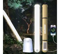 SELORSS Luces Solares Inflables Para Acampar, Lámpara Telescópica Outask de 33,86IN/86cm, Luz LED Portátil Para Exteriores de 2000mAh, Resistente Al Agua con Luz Blanca Para Acampar, Senderismo-Kaki